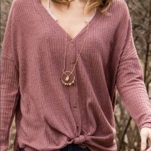 Wishlist Clothing Button Down Thermal Top